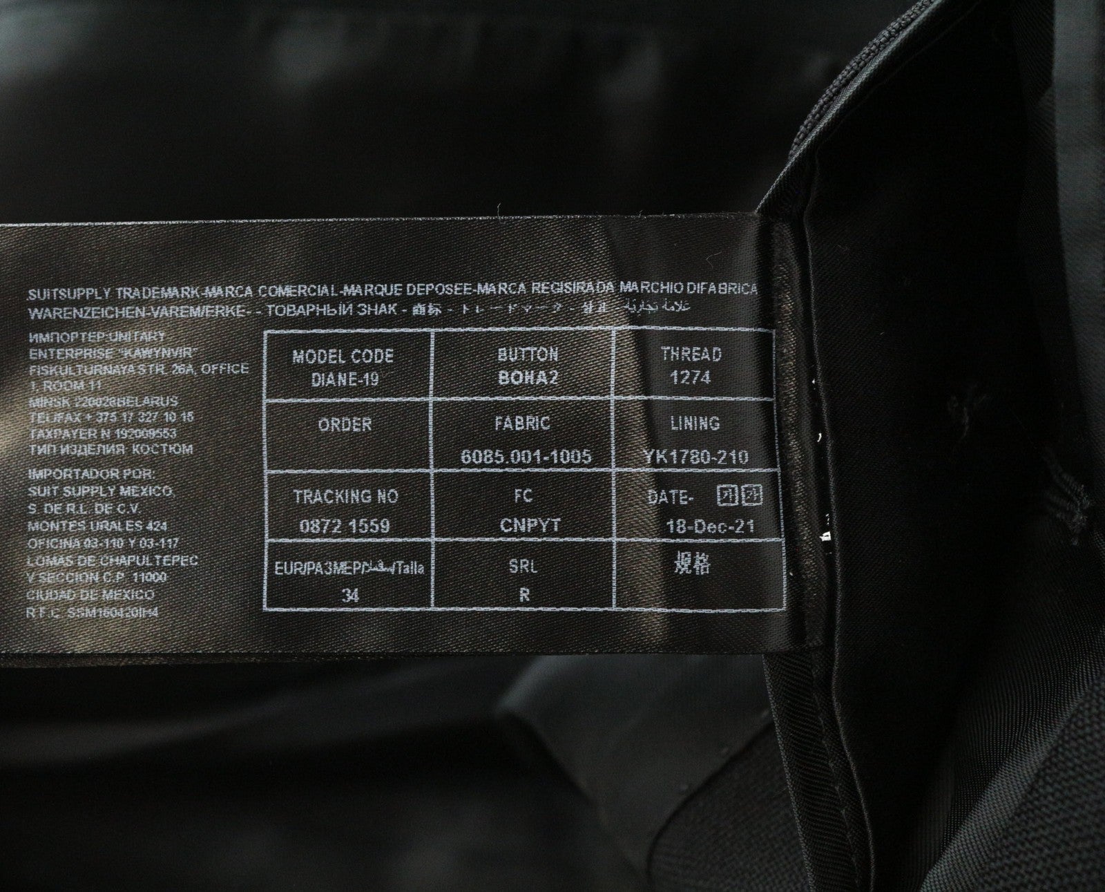 SUITSUPPLY Cameron Women's Blazer UK8R Wool Mohair Slim Black Notched Cut