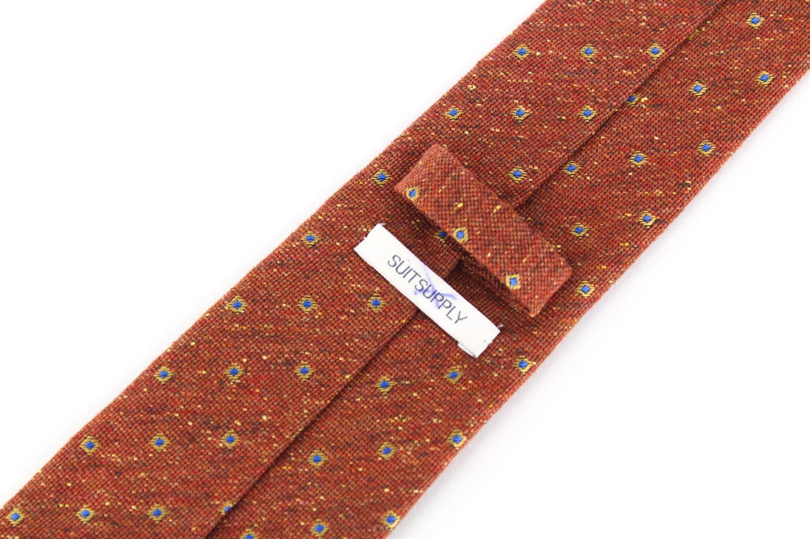 SUITSUPPLY Men's Orange Tie ~150x8cm Wool Silk Blend Pointed-End Patterned