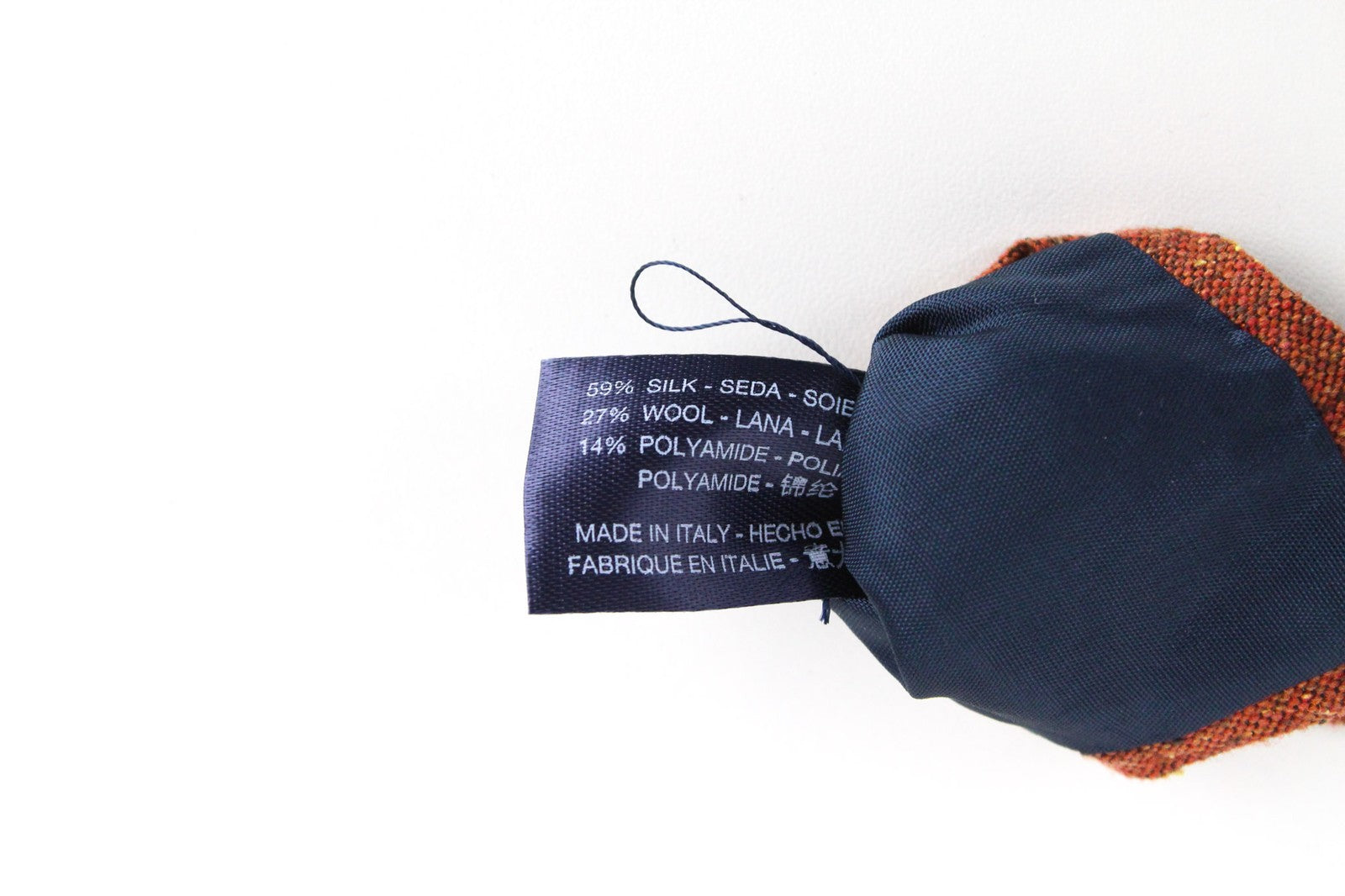 SUITSUPPLY Men's Orange Tie ~150x8cm Wool Silk Blend Pointed-End Patterned