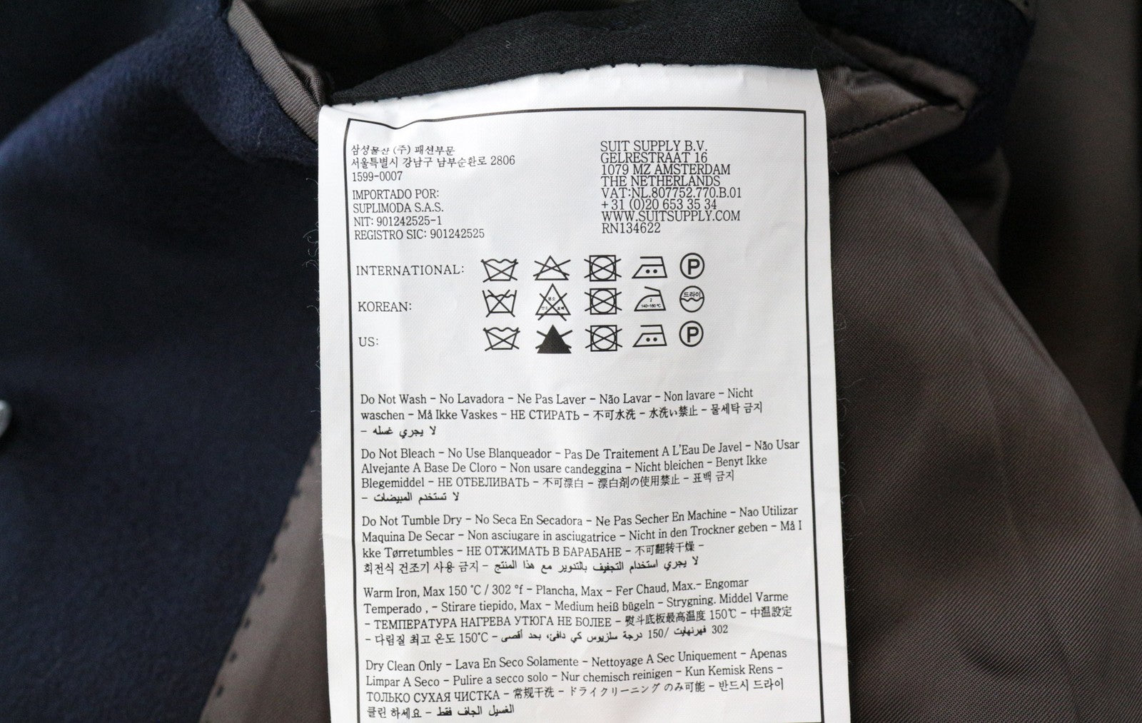 SUITSUPPLY Vicenza Men's Coat UK52S Navy Cashmere Circular Jort Mid-Length