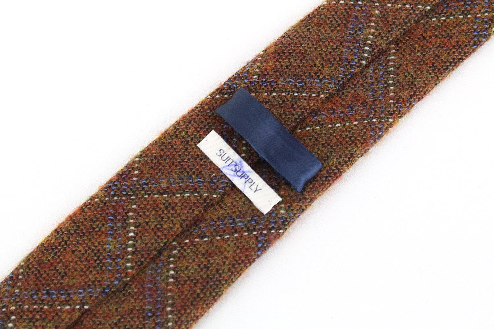 SUITSUPPLY Wool Silk Tie for Men 150x8cm Brown Pointed-End Pattern Formal