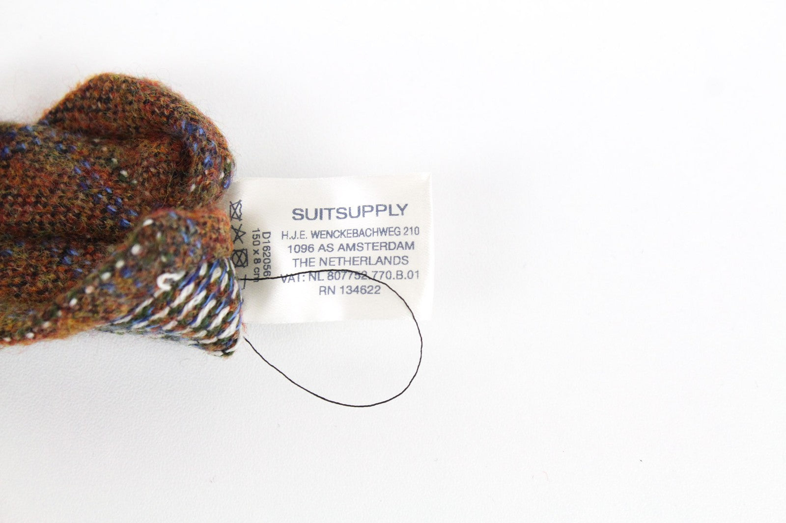 SUITSUPPLY Wool Silk Tie for Men 150x8cm Brown Pointed-End Pattern Formal