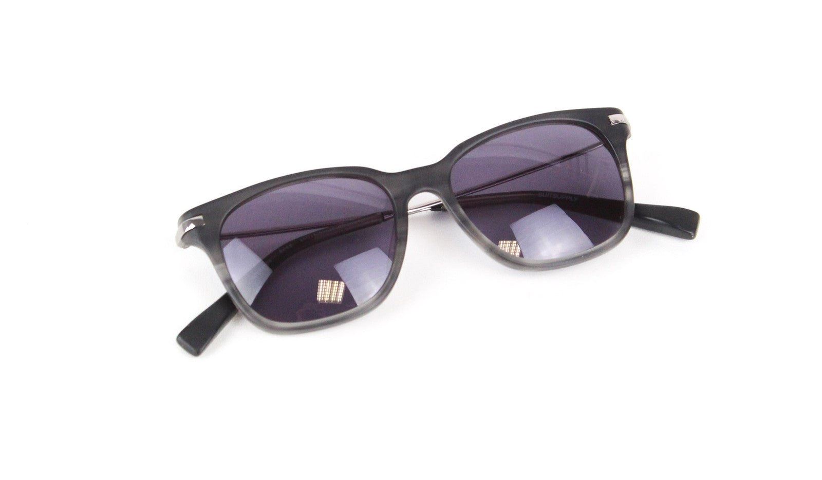 SUITSUPPLY Unisex Square Sunglasses OS Grey Purple Casual Shaded Frame