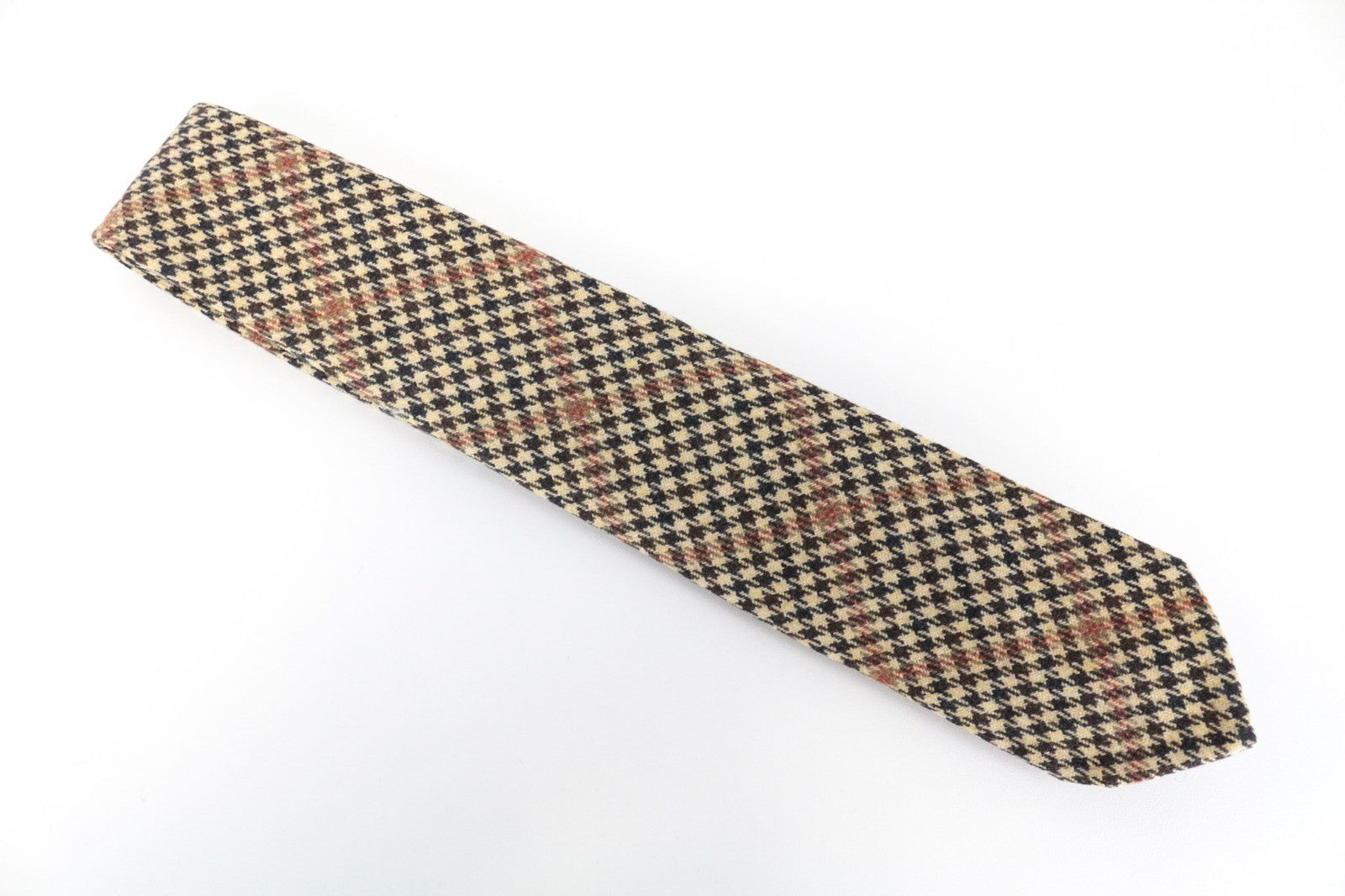SUITSUPPLY Men's Tie ~150x8cm Houndstooth Brown Wool Cashmere Blend Design