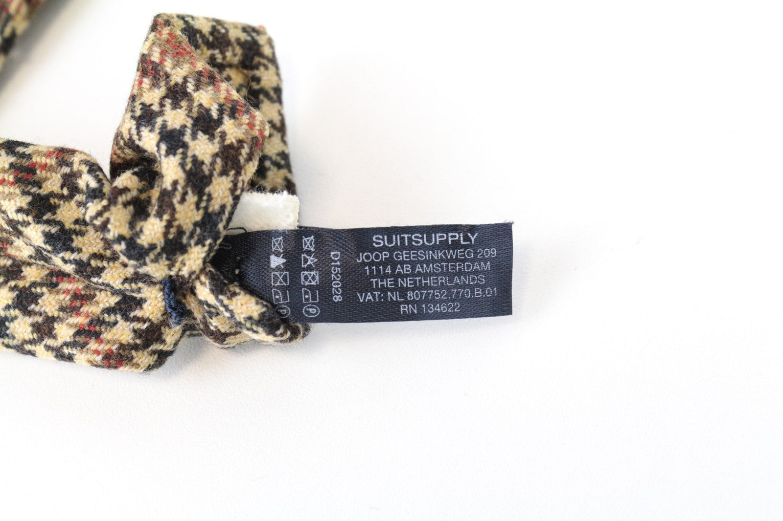 SUITSUPPLY Men's Tie ~150x8cm Houndstooth Brown Wool Cashmere Blend Design