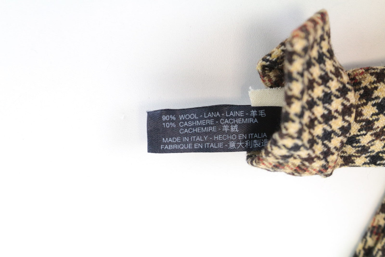 SUITSUPPLY Men's Tie ~150x8cm Houndstooth Brown Wool Cashmere Blend Design