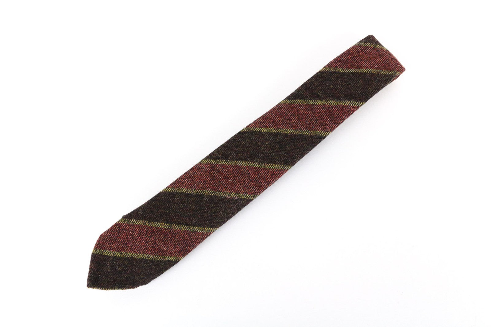 SUITSUPPLY Men's Tie ~150x8cm Brown Pure Wool Striped Pointed-End Classic