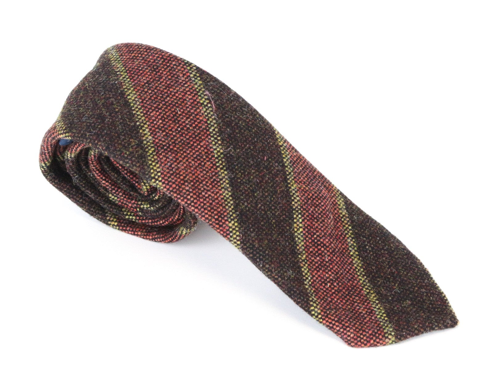 SUITSUPPLY Men's Tie ~150x8cm Brown Pure Wool Striped Pointed-End Classic