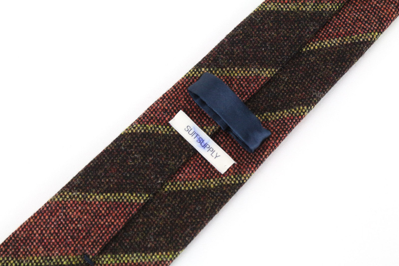 SUITSUPPLY Men's Tie ~150x8cm Brown Pure Wool Striped Pointed-End Classic