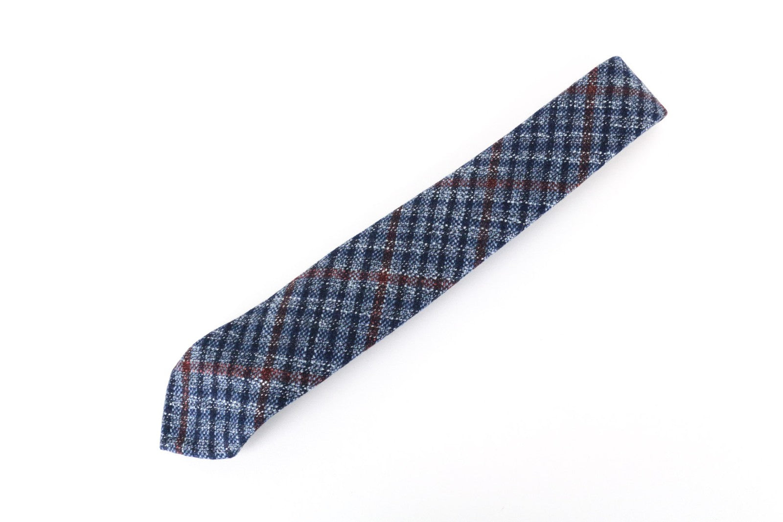 SUITSUPPLY Men's Tie ~150x8cm Blue Checked Pattern Wool Silk Pointed Neck