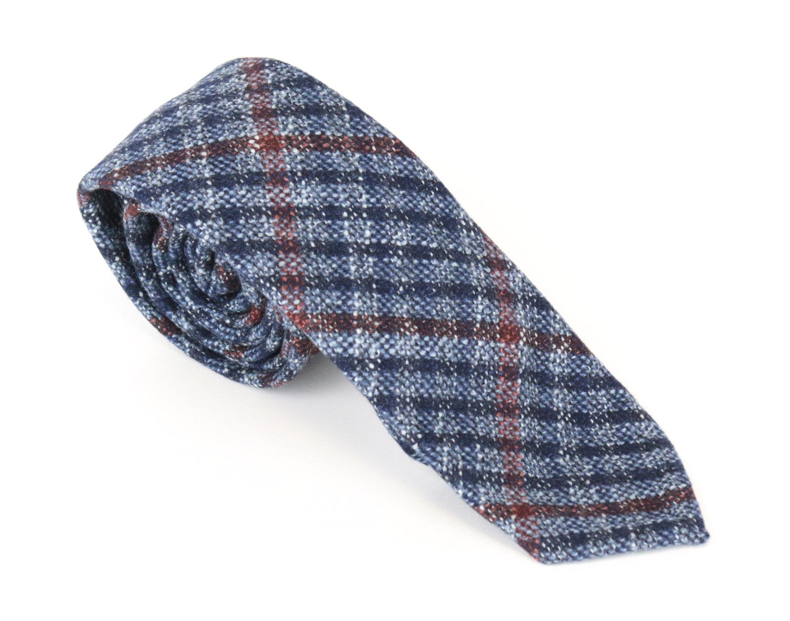 SUITSUPPLY Men's Tie ~150x8cm Blue Checked Pattern Wool Silk Pointed Neck