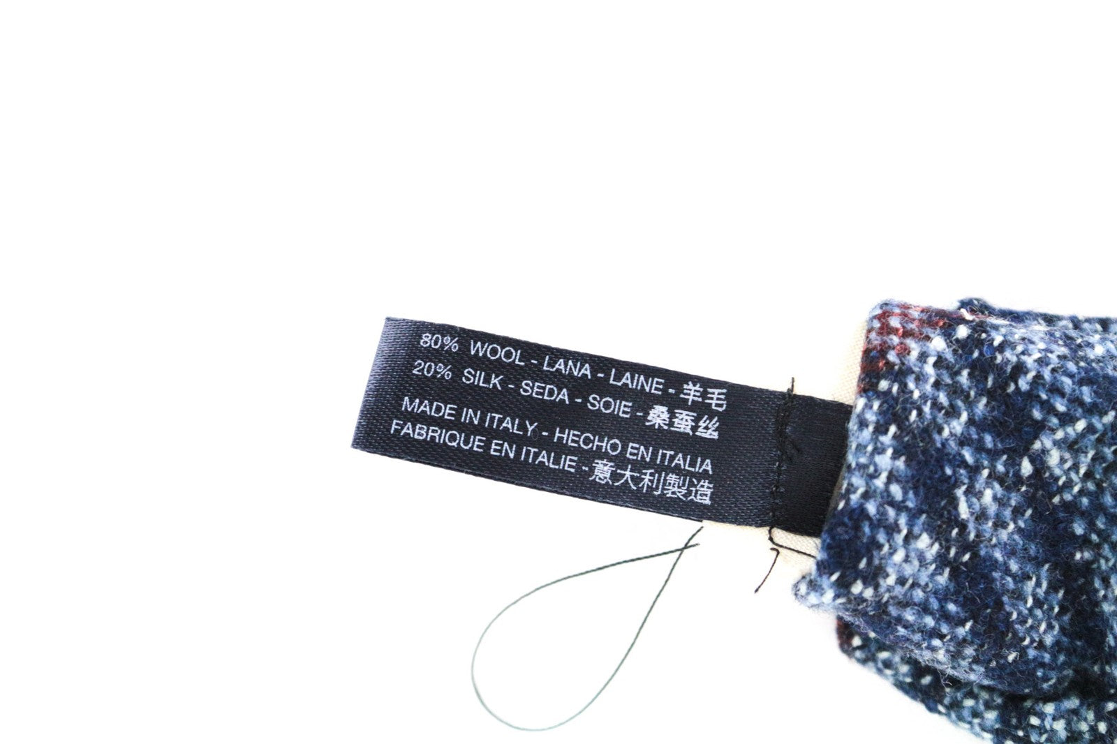 SUITSUPPLY Men's Tie ~150x8cm Blue Checked Pattern Wool Silk Pointed Neck