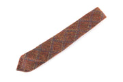 SUITSUPPLY Men's Tie 150x8cm Brown Checked Wool Silk Pointed-End Classic