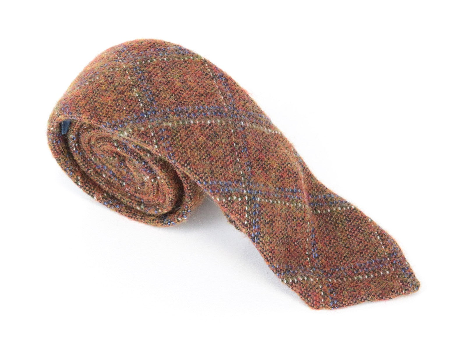 SUITSUPPLY Men's Tie 150x8cm Brown Checked Wool Silk Pointed-End Classic