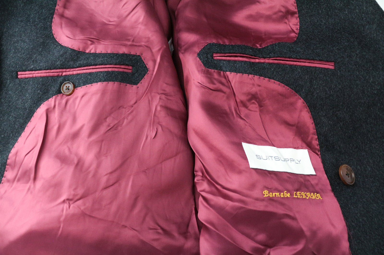 SUITSUPPLY Bleecker Men's Coat UK52S Grey Wool Two-Row Classic Mid-Length