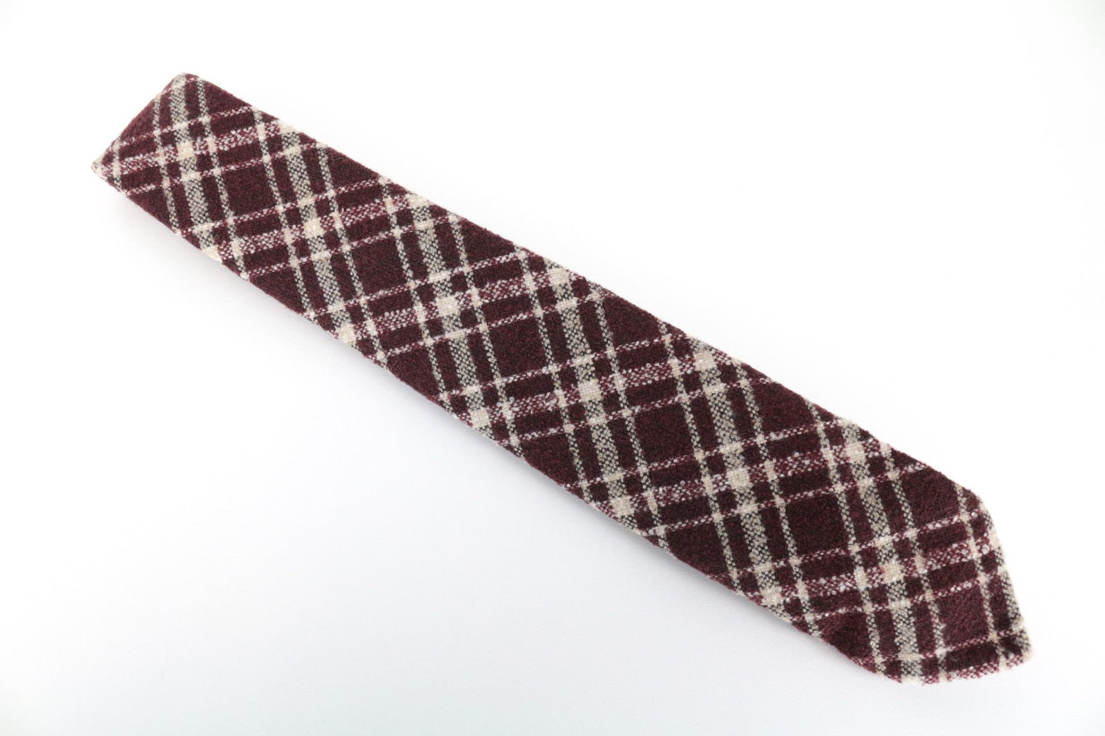 SUITSUPPLY Men's Tie ~150x8cm Wine Red Checked Plaid Wool Blend Classic
