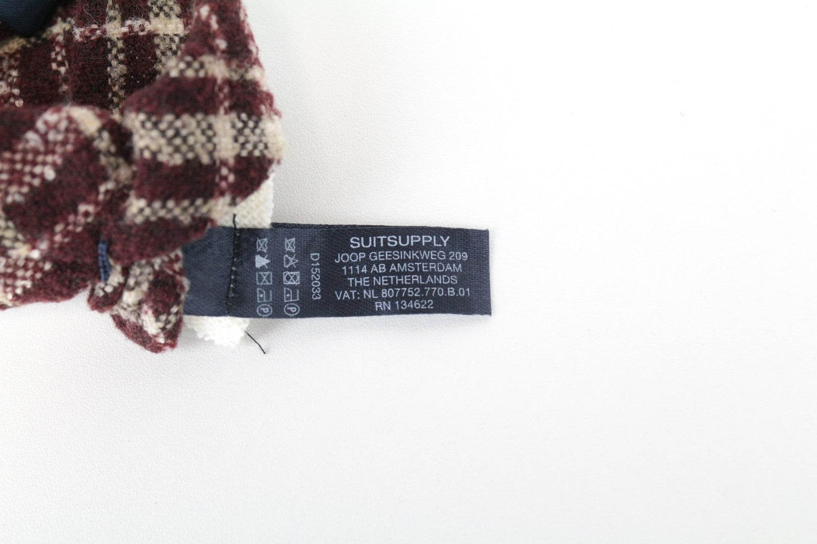 SUITSUPPLY Men's Tie ~150x8cm Wine Red Checked Plaid Wool Blend Classic