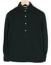 SUITSUPPLY Men's T-Shirt 37/38/14.5/15 Green Extra Slim Fit Polo Long Sleeve