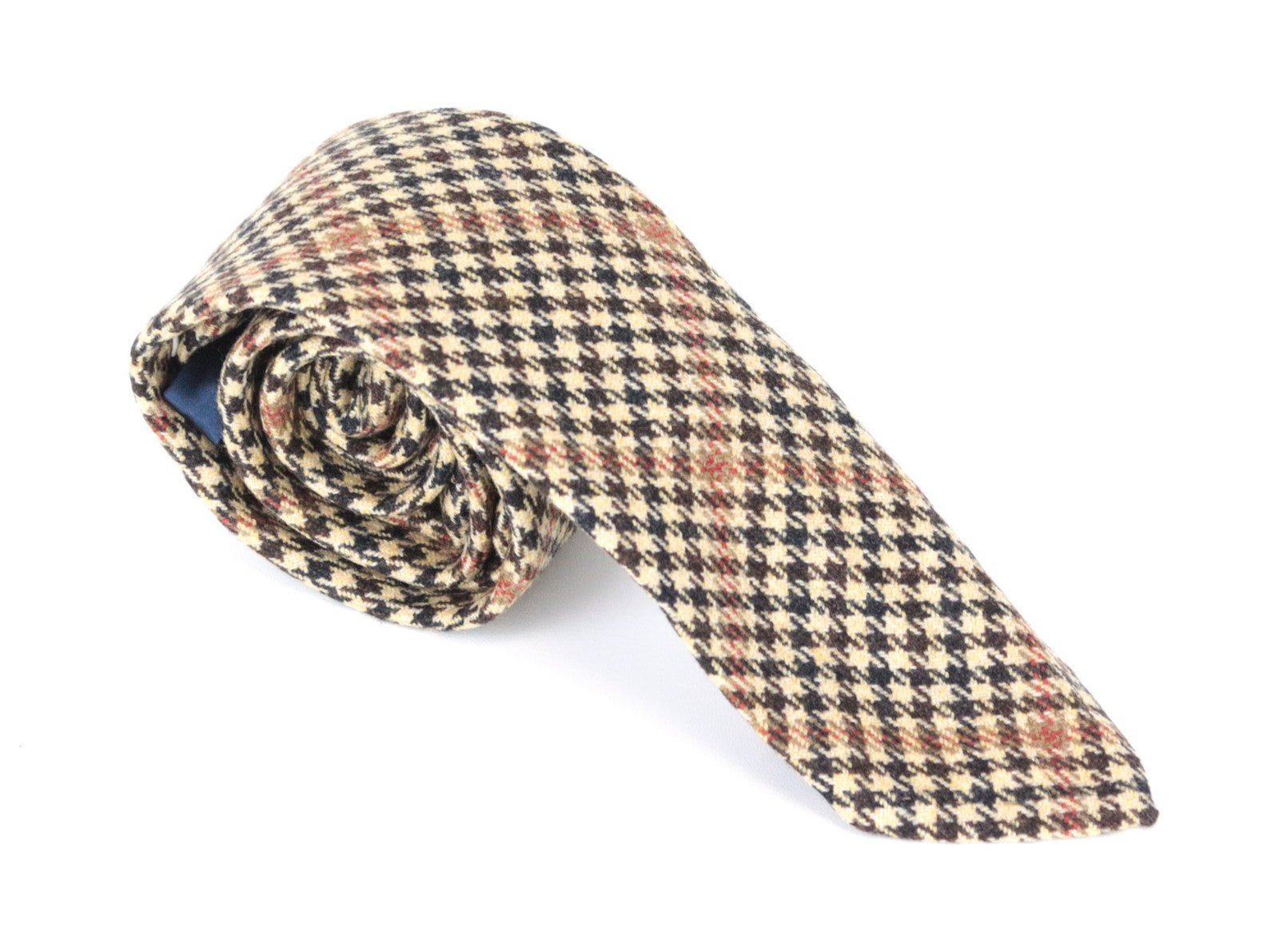 SUITSUPPLY Men's Tie ~150x8cm Brown Wool Cashmere Pointed-End Houndstooth