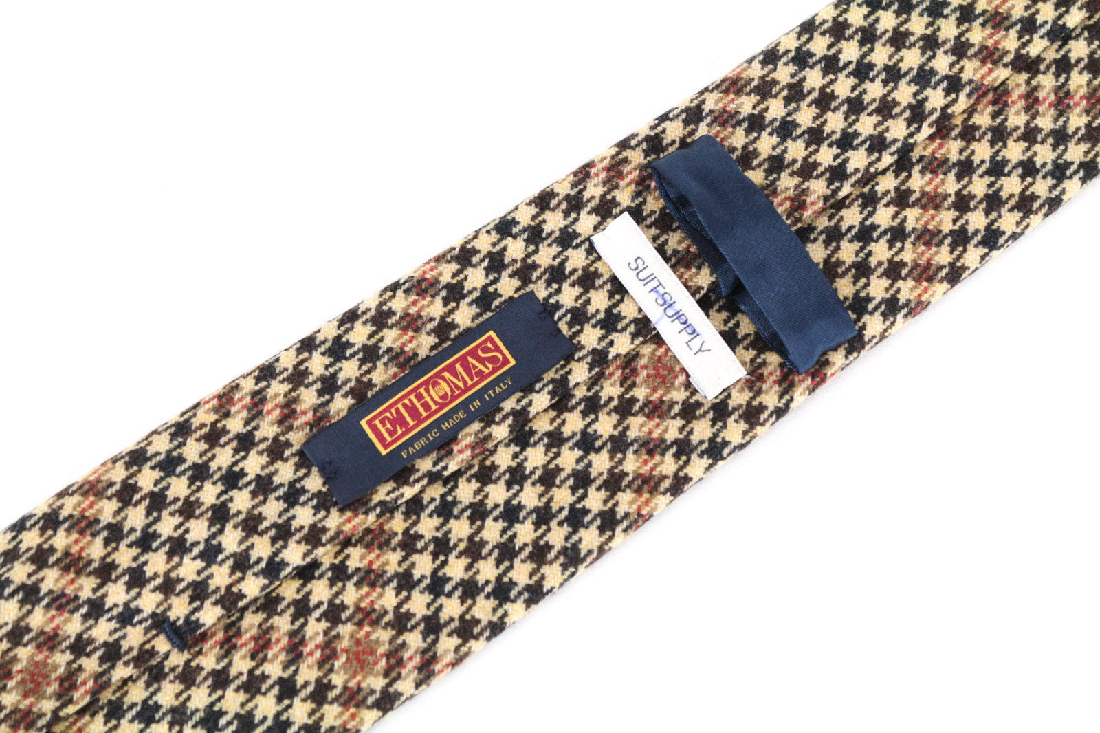 SUITSUPPLY Men's Tie ~150x8cm Brown Wool Cashmere Pointed-End Houndstooth