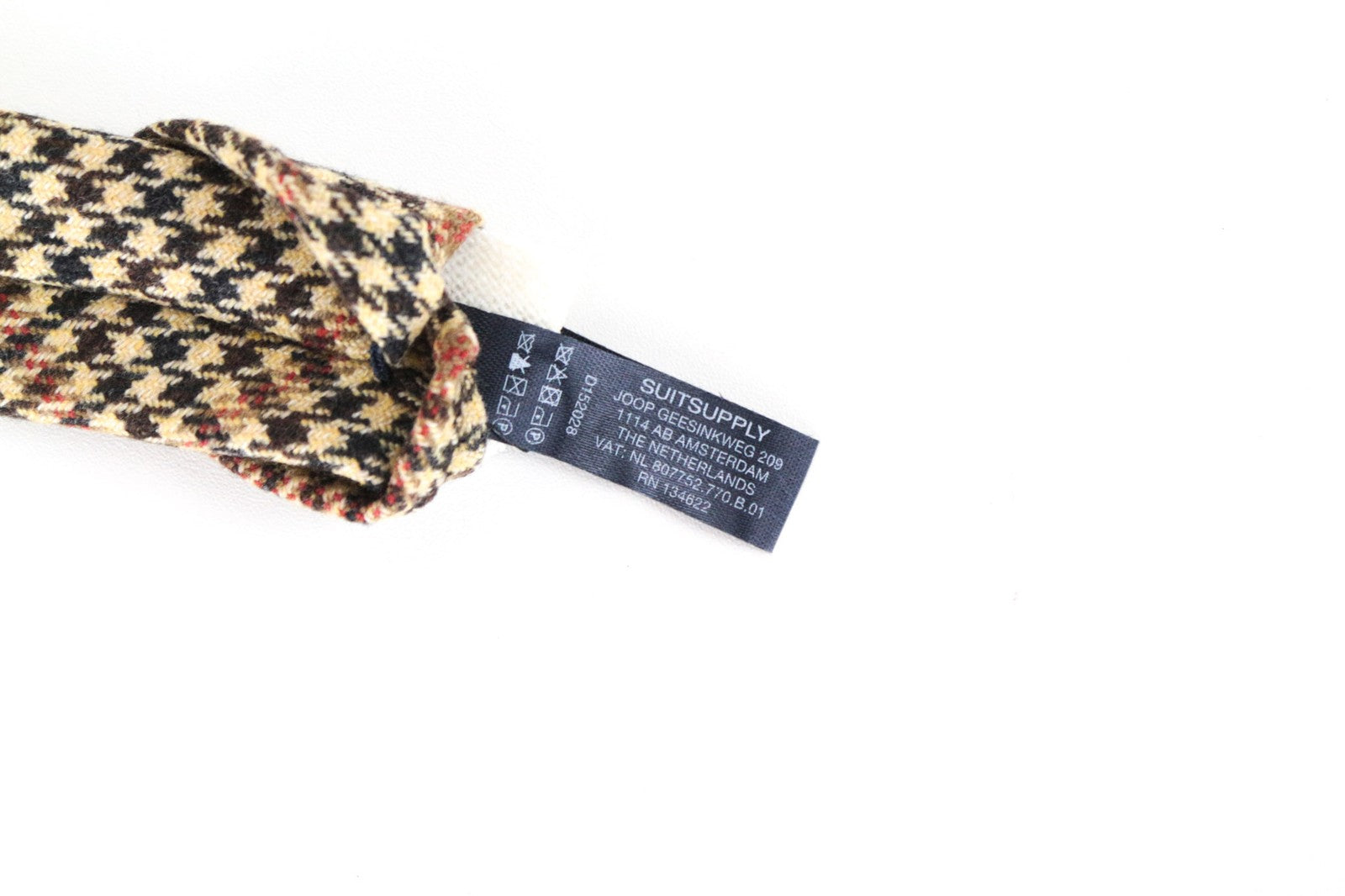 SUITSUPPLY Men's Tie ~150x8cm Brown Wool Cashmere Pointed-End Houndstooth