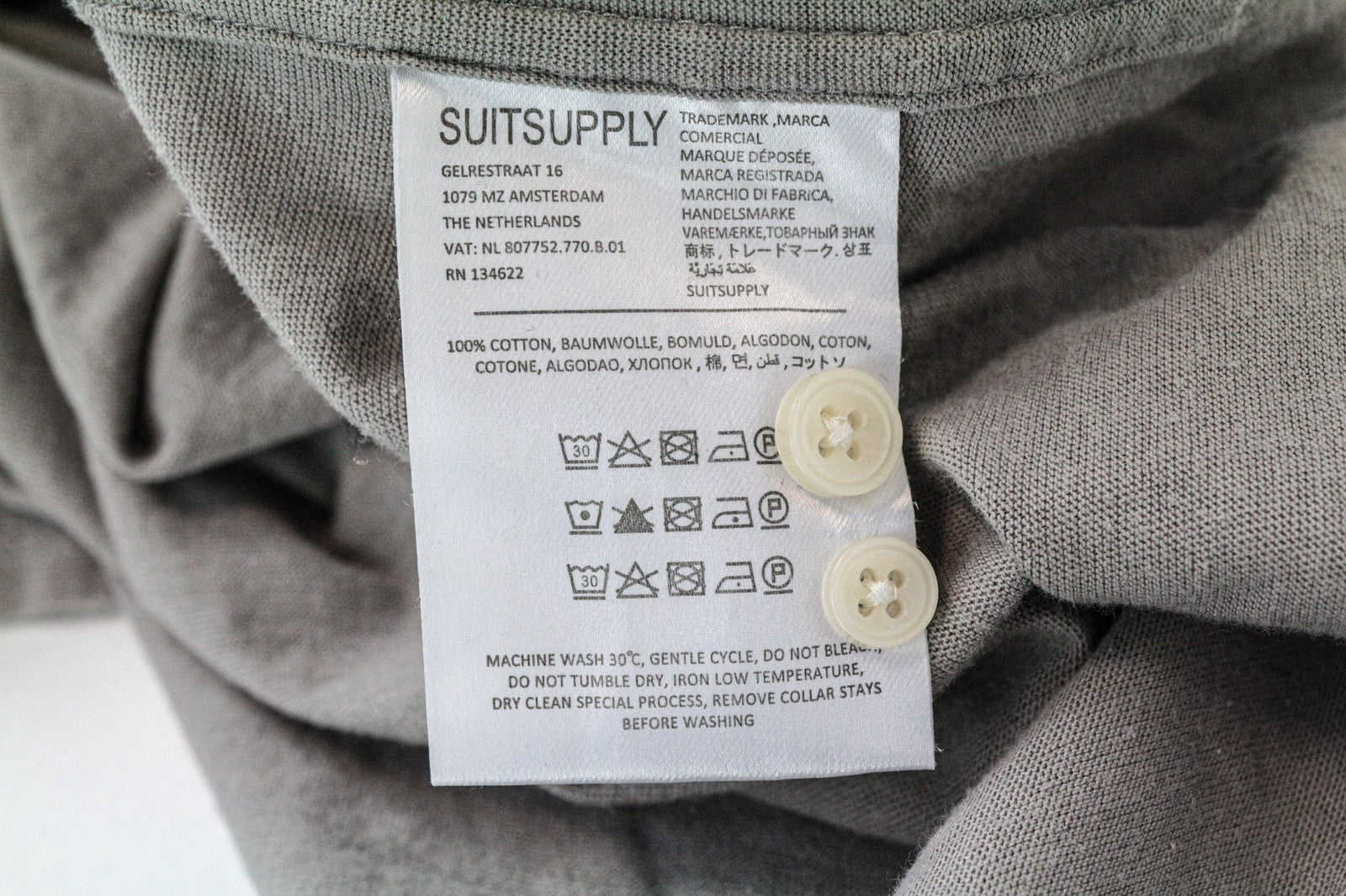 SUITSUPPLY Cutaway Shirt 39/15.5/40/15.75 Brown Egyptian Cotton Extra Slim