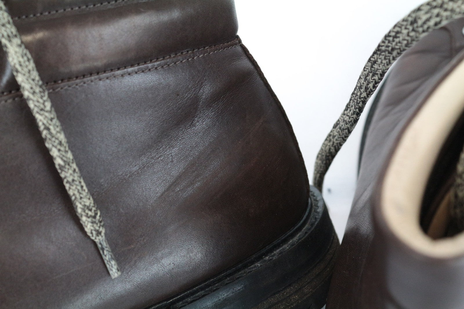 SUITSUPPLY Men's EU44 Brown Leather High-Tops Autumn Winter Casual Sneakers