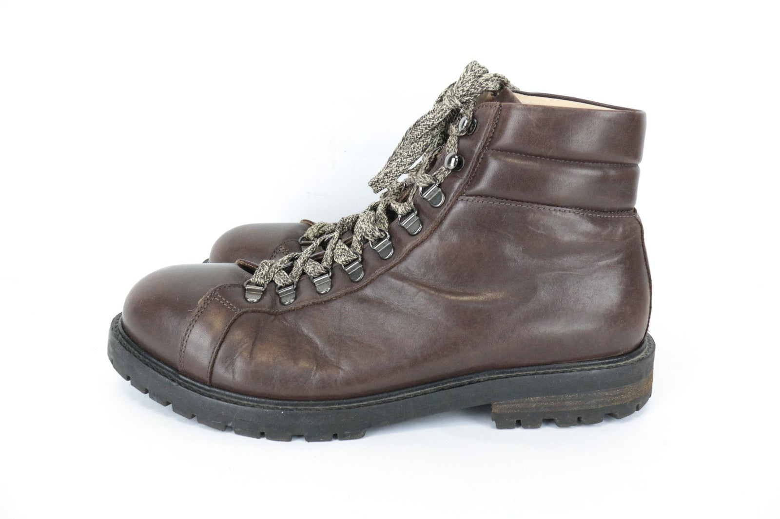 SUITSUPPLY Men's EU44 Brown Leather High-Tops Autumn Winter Casual Sneakers