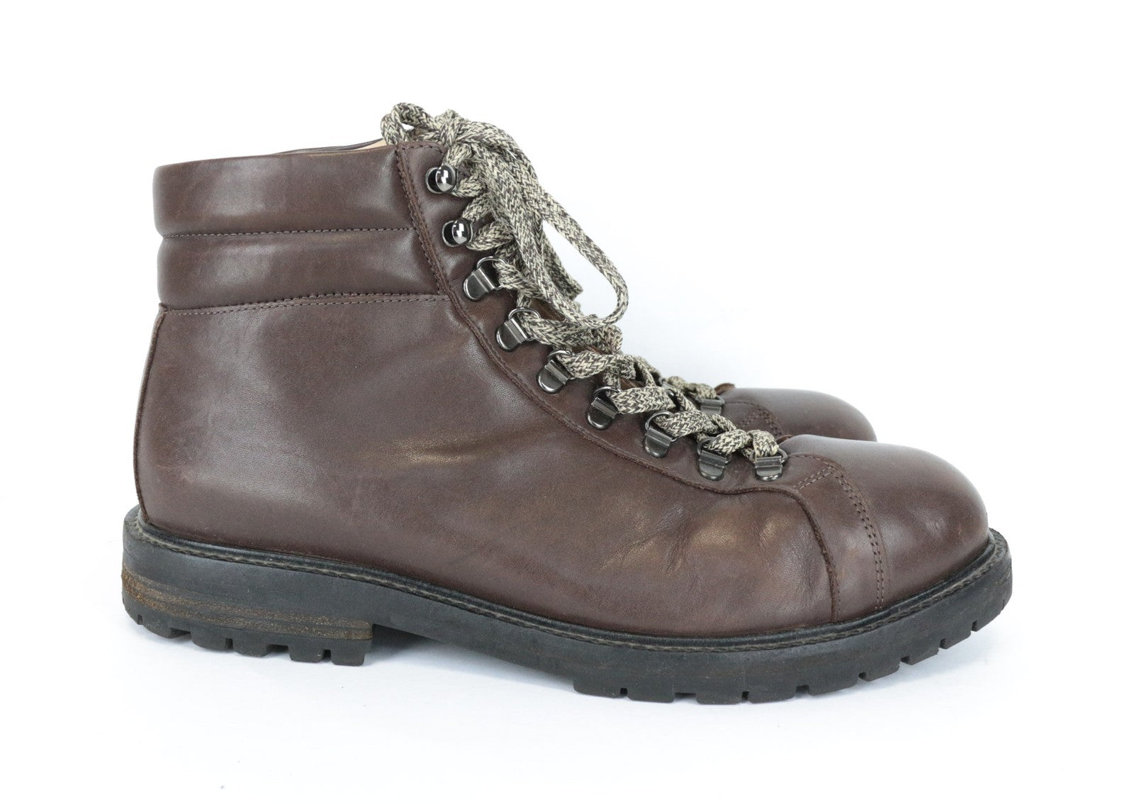 SUITSUPPLY Men's EU44 Brown Leather High-Tops Autumn Winter Casual Sneakers