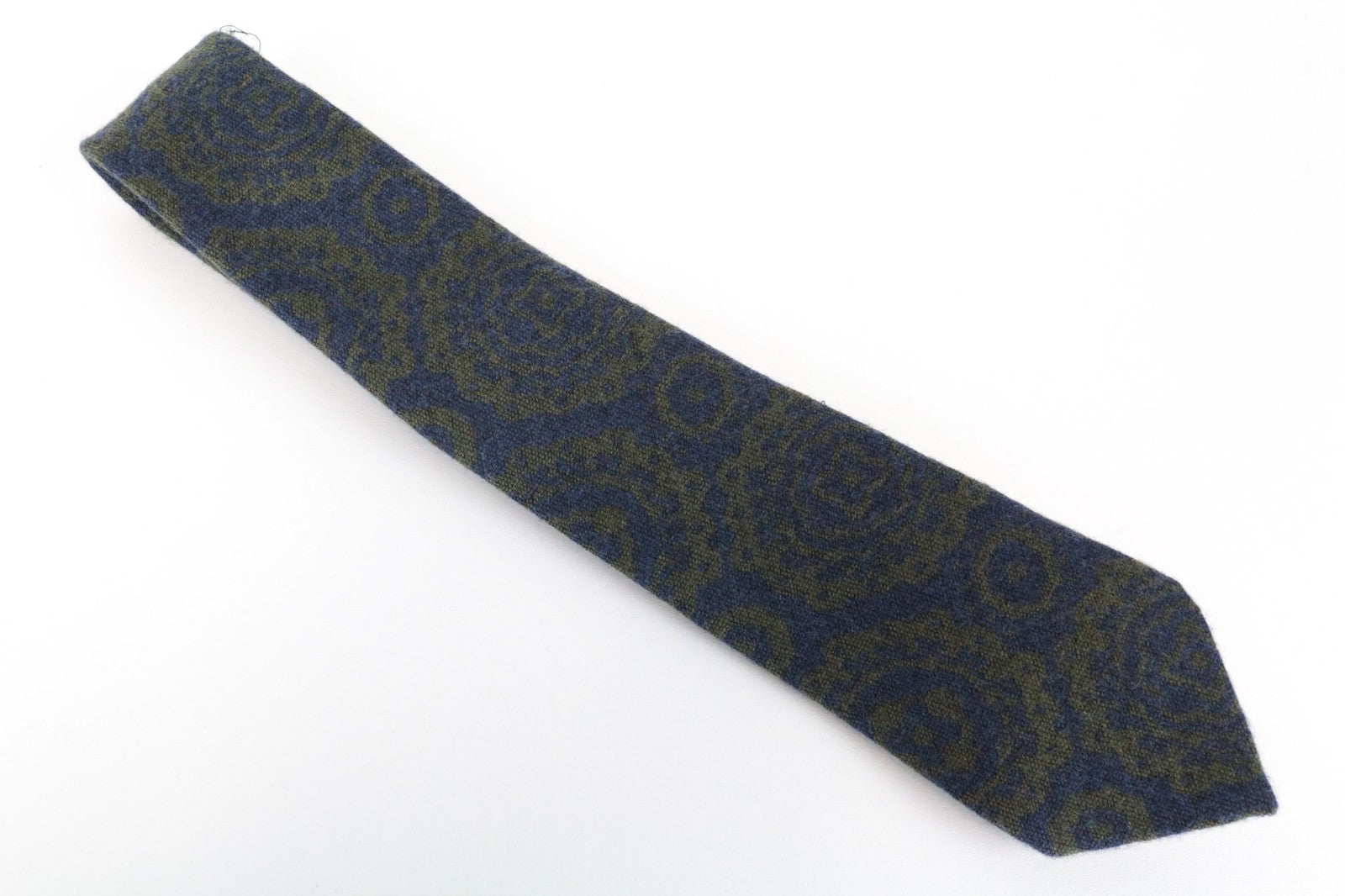 SUITSUPPLY Men's Tie ~150x8cm Blue Graphic Melange Silk Wool Blend Finish