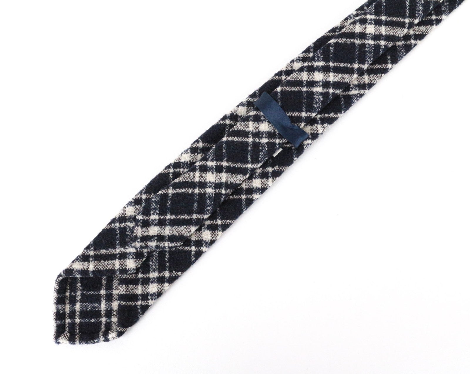 SUITSUPPLY Men's Tie ~150x8cm Navy Checked Pattern Wool Blend Pointed-End