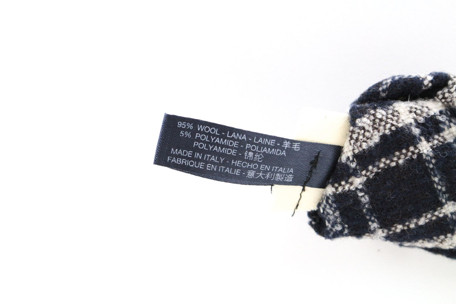 SUITSUPPLY Men's Tie ~150x8cm Navy Checked Pattern Wool Blend Pointed-End