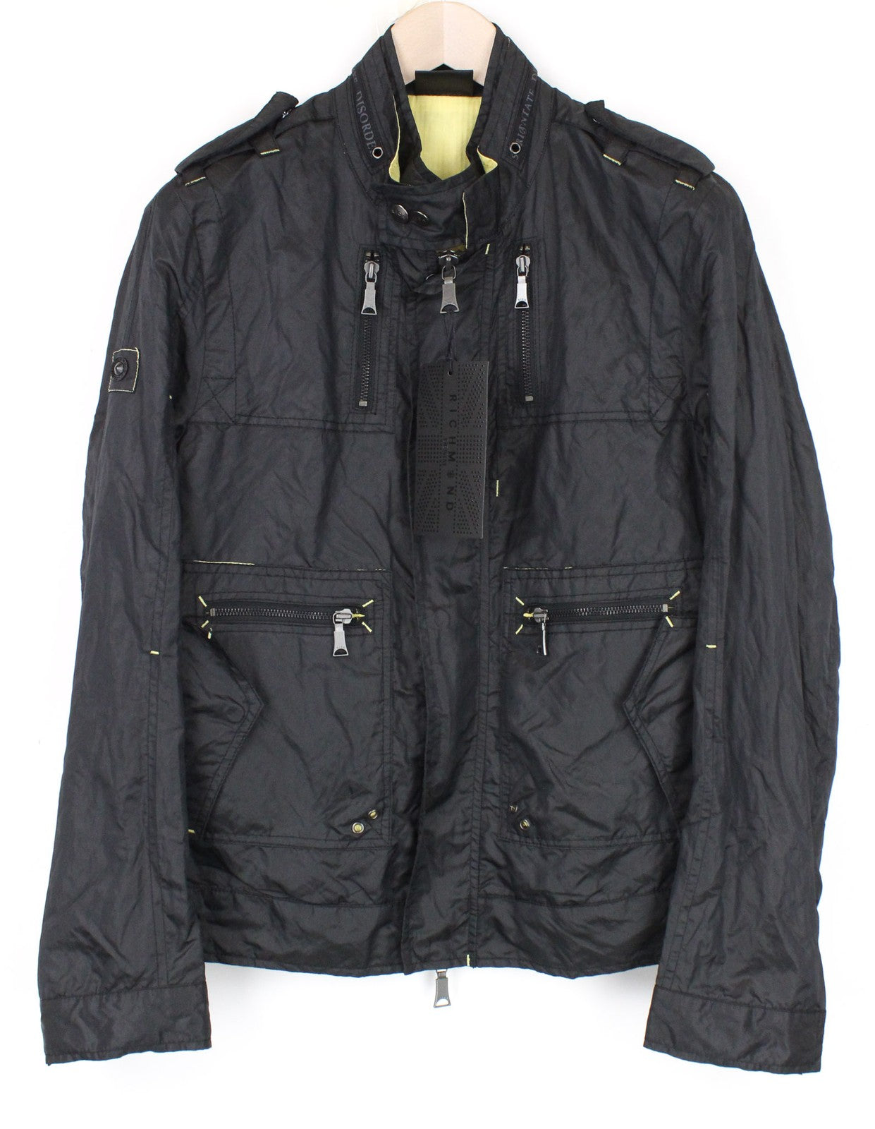 RICHMOND Men's Black Jacket Size 48 Zip-Front Casual Lightweight Long Sleeve