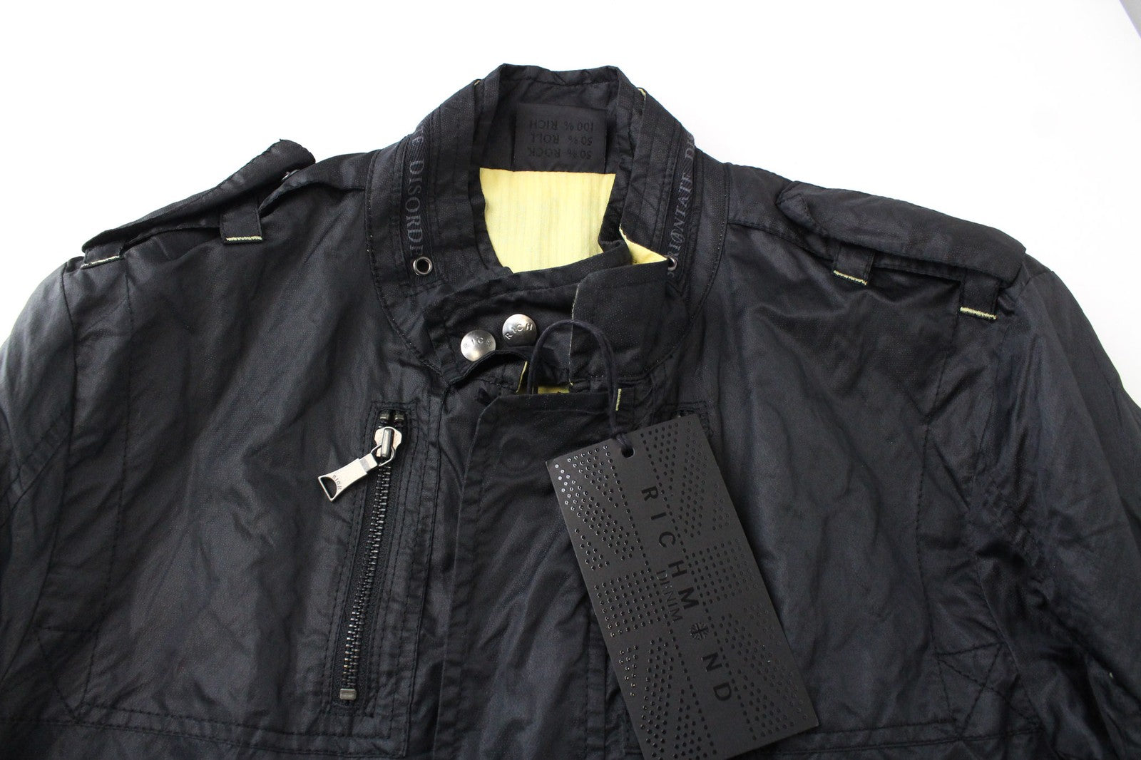 RICHMOND Men's Black Jacket Size 48 Zip-Front Casual Lightweight Long Sleeve