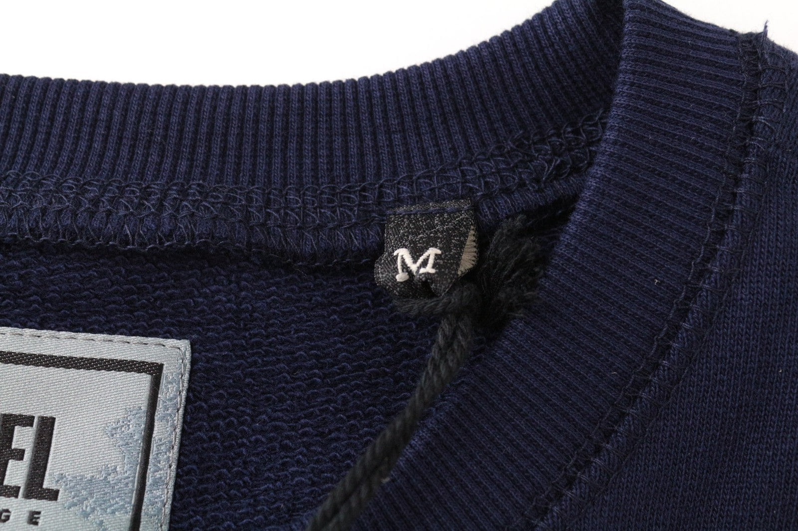 DIESEL Navy Sweatshirt M Men's Pullover Logo Long Sleeve Cotton Casual Top