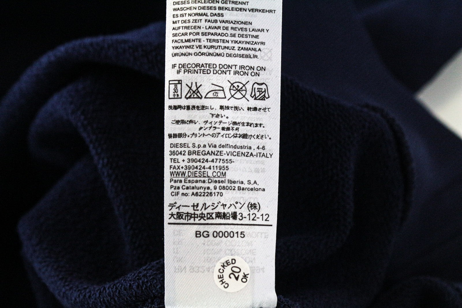 DIESEL Navy Sweatshirt M Men's Pullover Logo Long Sleeve Cotton Casual Top