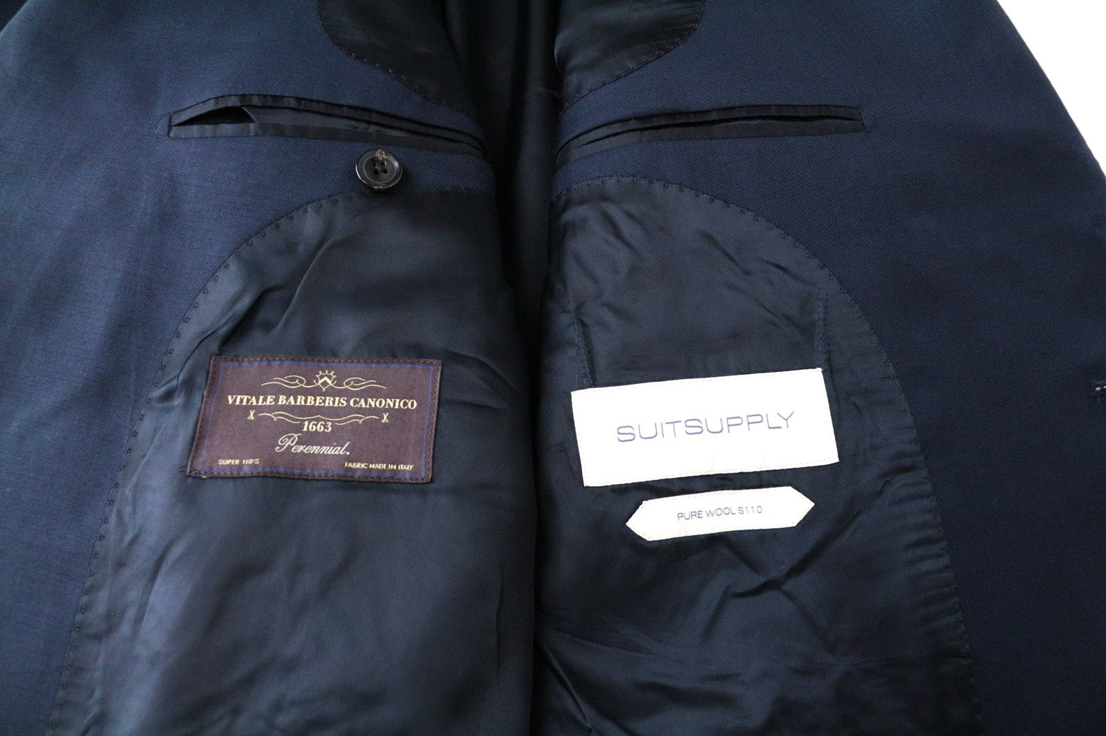 SUITSUPPLY Lazio Suit UK46R Men's Blue Slim Fit Wool 110's Lined 2 Piece