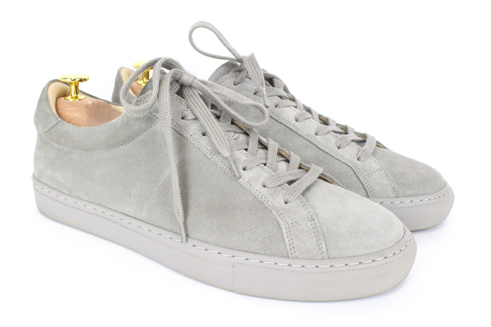 SUITSUPPLY Men's Grey Suede EU41 Lace-Up Low Sneakers for Everyday Wear