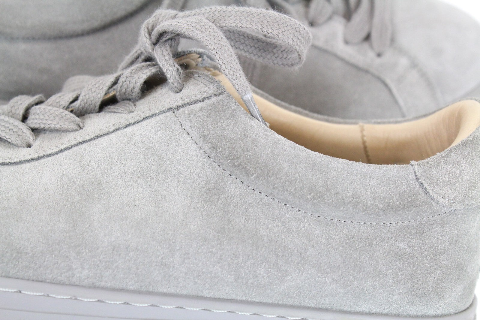 SUITSUPPLY Men's Grey Suede EU41 Lace-Up Low Sneakers for Everyday Wear