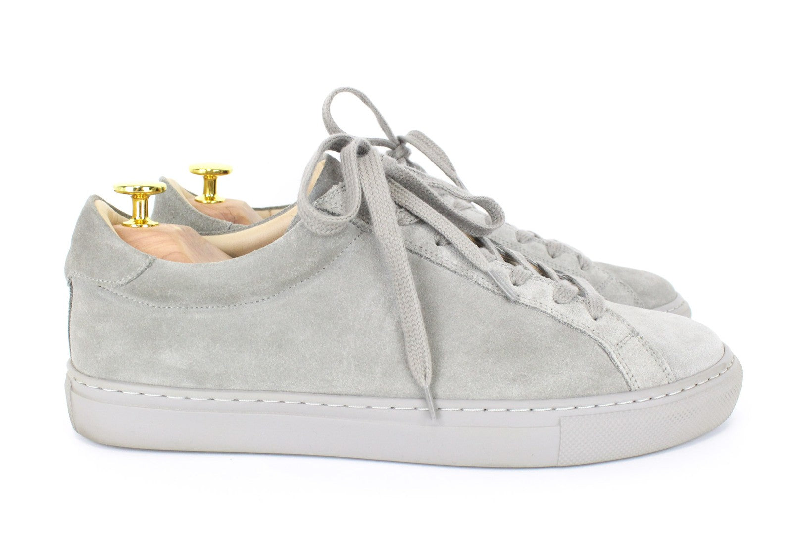 SUITSUPPLY Men's Grey Suede EU41 Lace-Up Low Sneakers for Everyday Wear