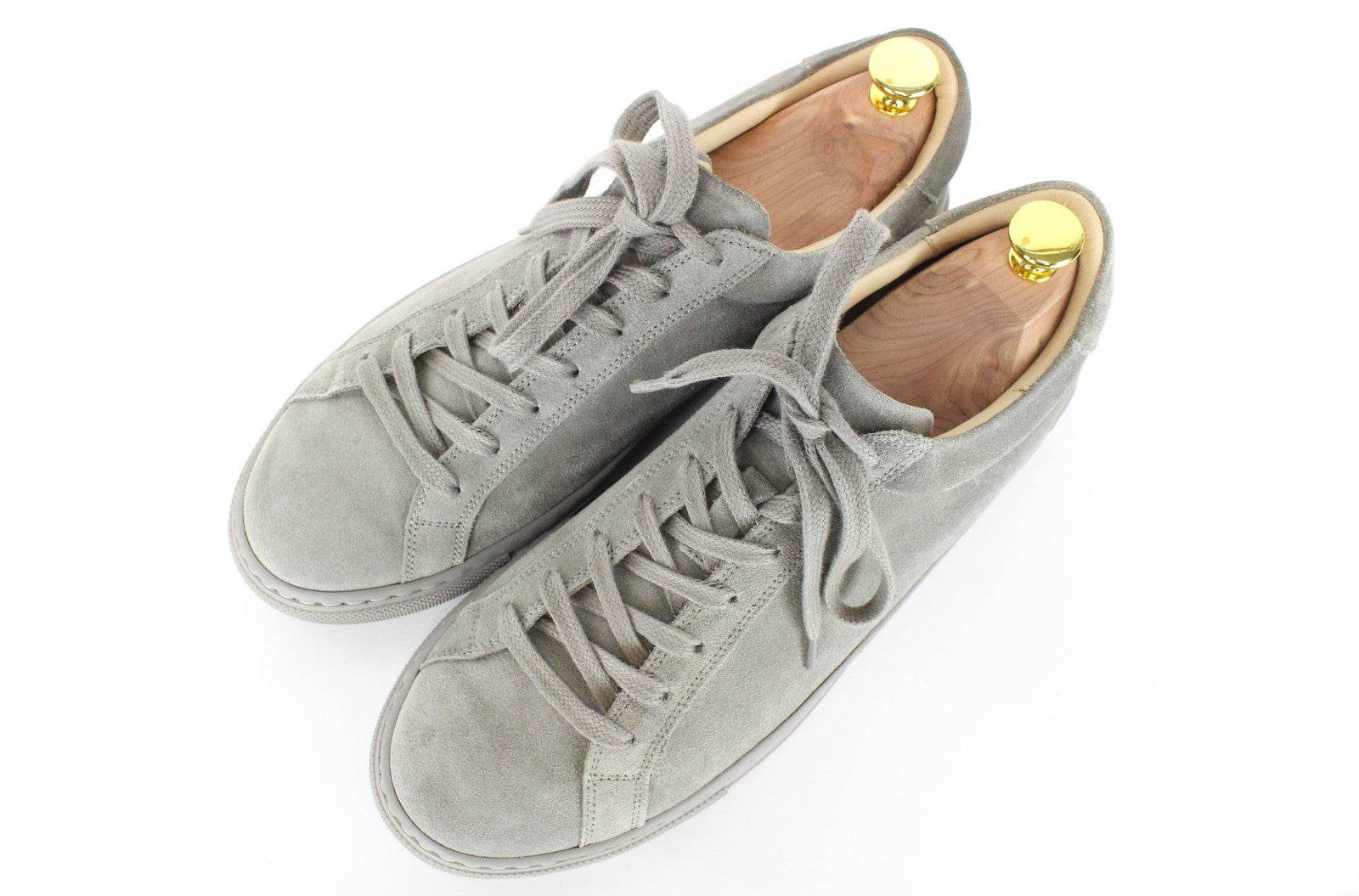 SUITSUPPLY Men's Grey Suede EU41 Lace-Up Low Sneakers for Everyday Wear