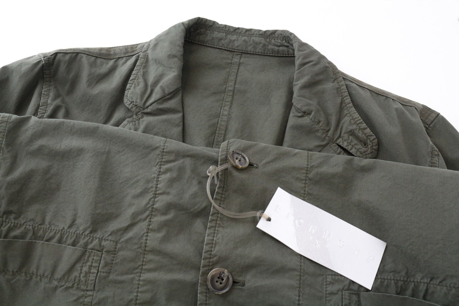 RICHMOND Men's Green Cotton Blazer 48 Unlined Casual Light Single-Breasted