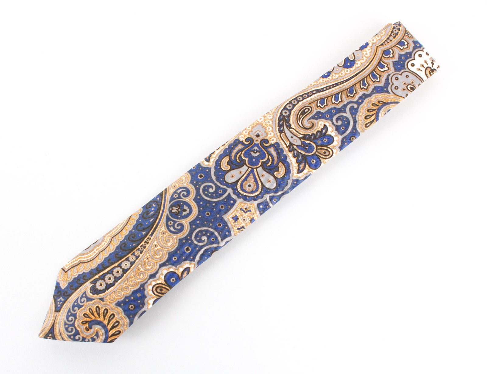 SUITSUPPLY Blue Tie ~150x8cm Graphic Pattern Cotton Silk Blend Pointed-End