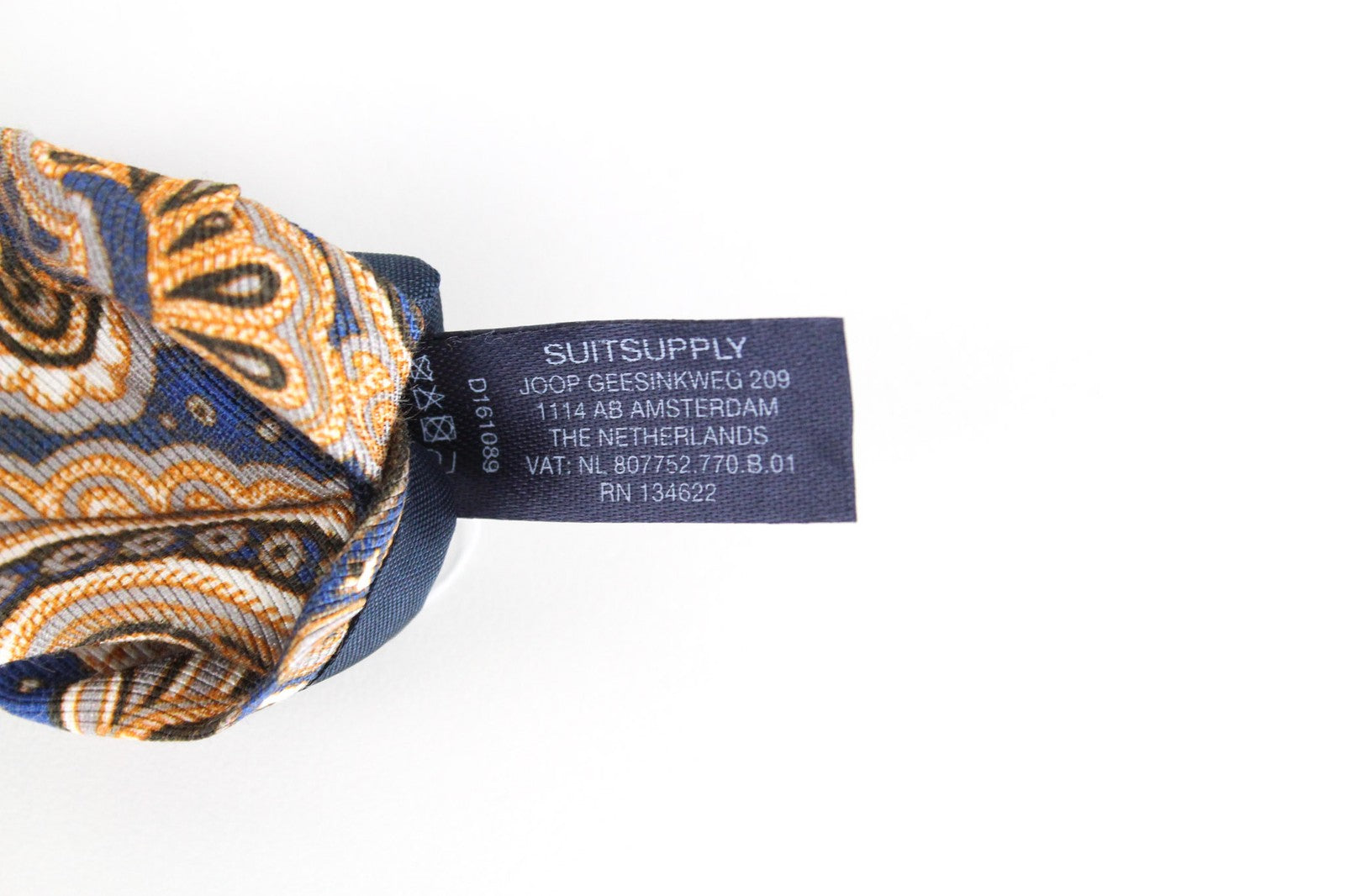 SUITSUPPLY Blue Tie ~150x8cm Graphic Pattern Cotton Silk Blend Pointed-End
