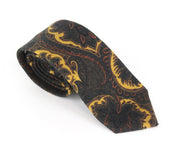 SUITSUPPLY Brown Wool Tie ~150x8cm Graphic Print Pointed-End Formal Neckwear