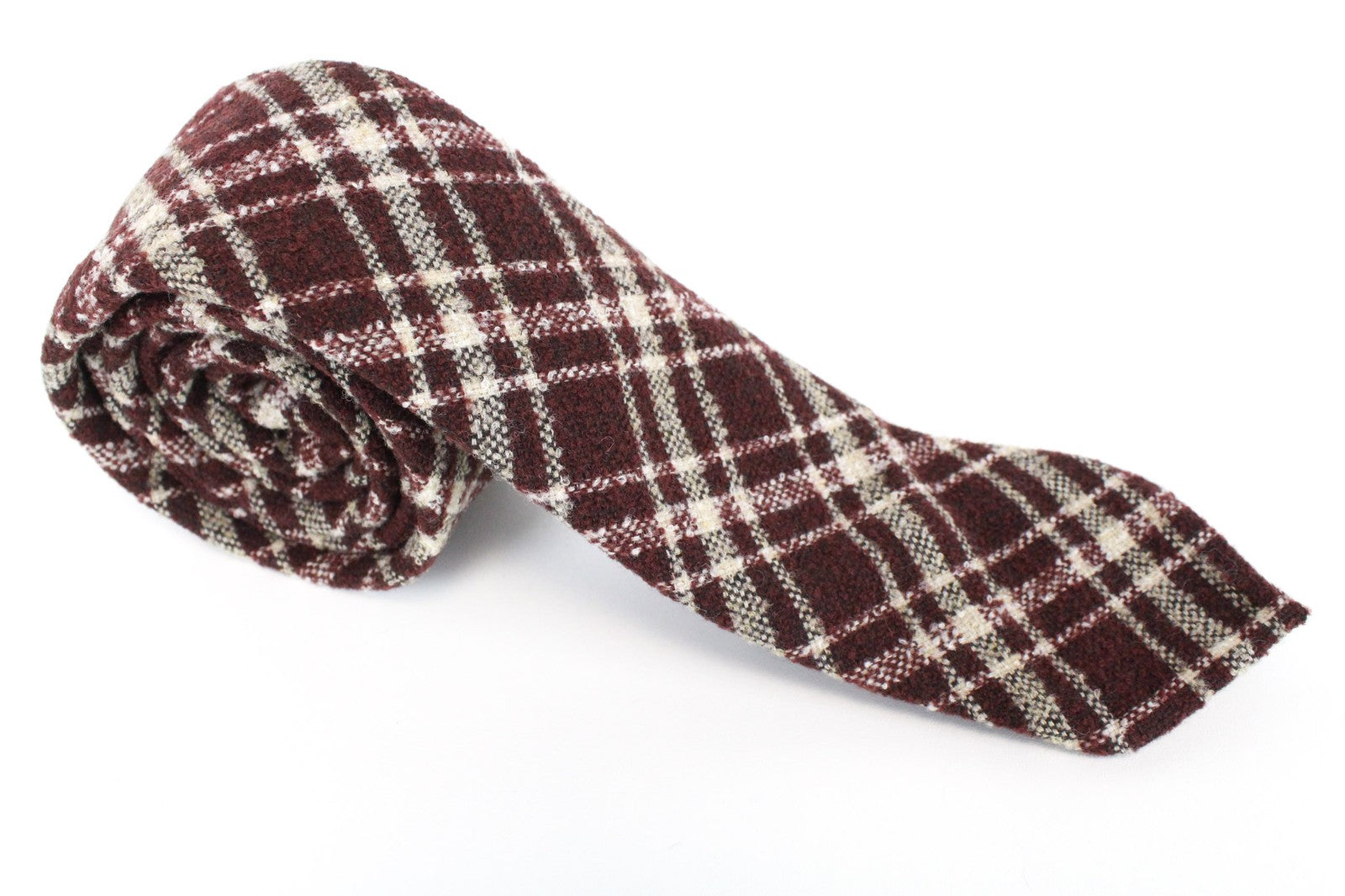 SUITSUPPLY Men's Checked Tie ~150x8cm Purple Wool Blend Classic Neckwear