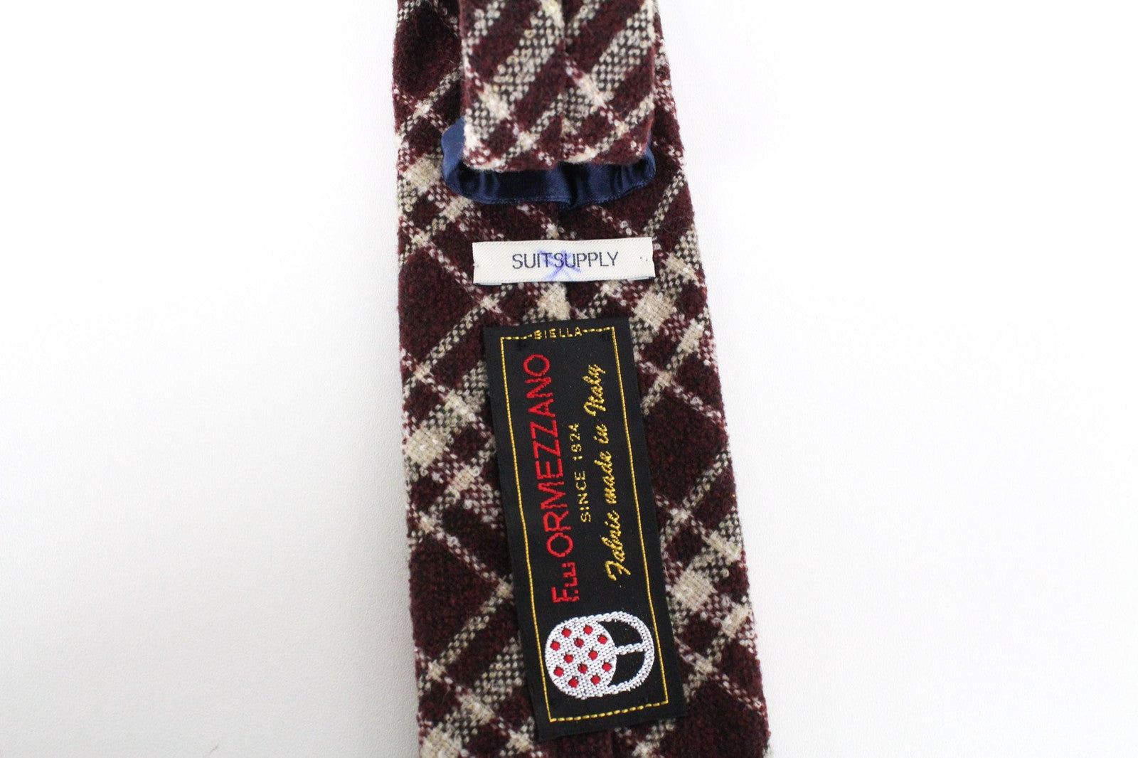 SUITSUPPLY Men's Checked Tie ~150x8cm Purple Wool Blend Classic Neckwear