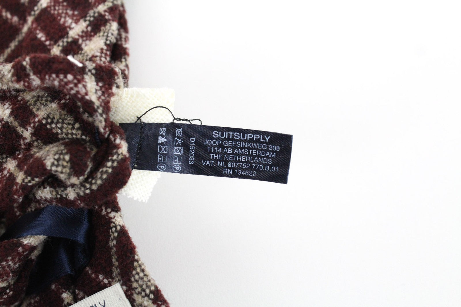 SUITSUPPLY Men's Checked Tie ~150x8cm Purple Wool Blend Classic Neckwear