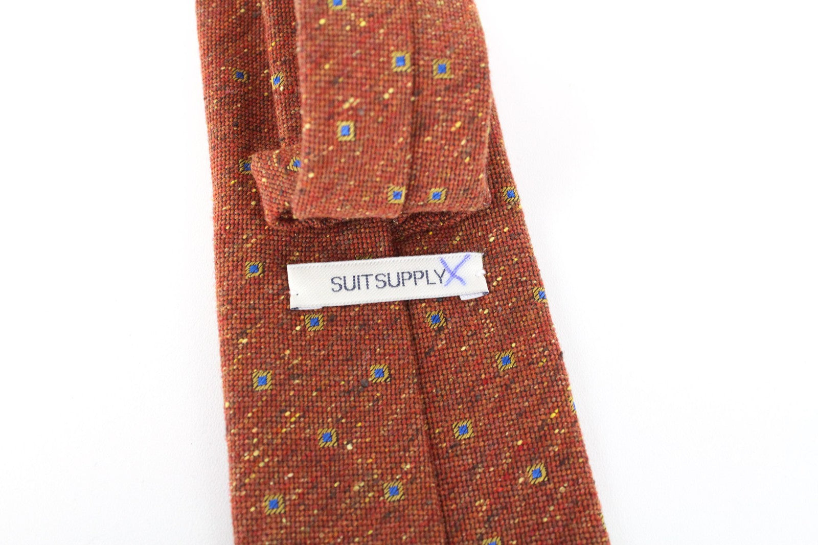 SUITSUPPLY Orange Pattern Tie ~150x8cm Wool Silk Blend Pointed-End Men's