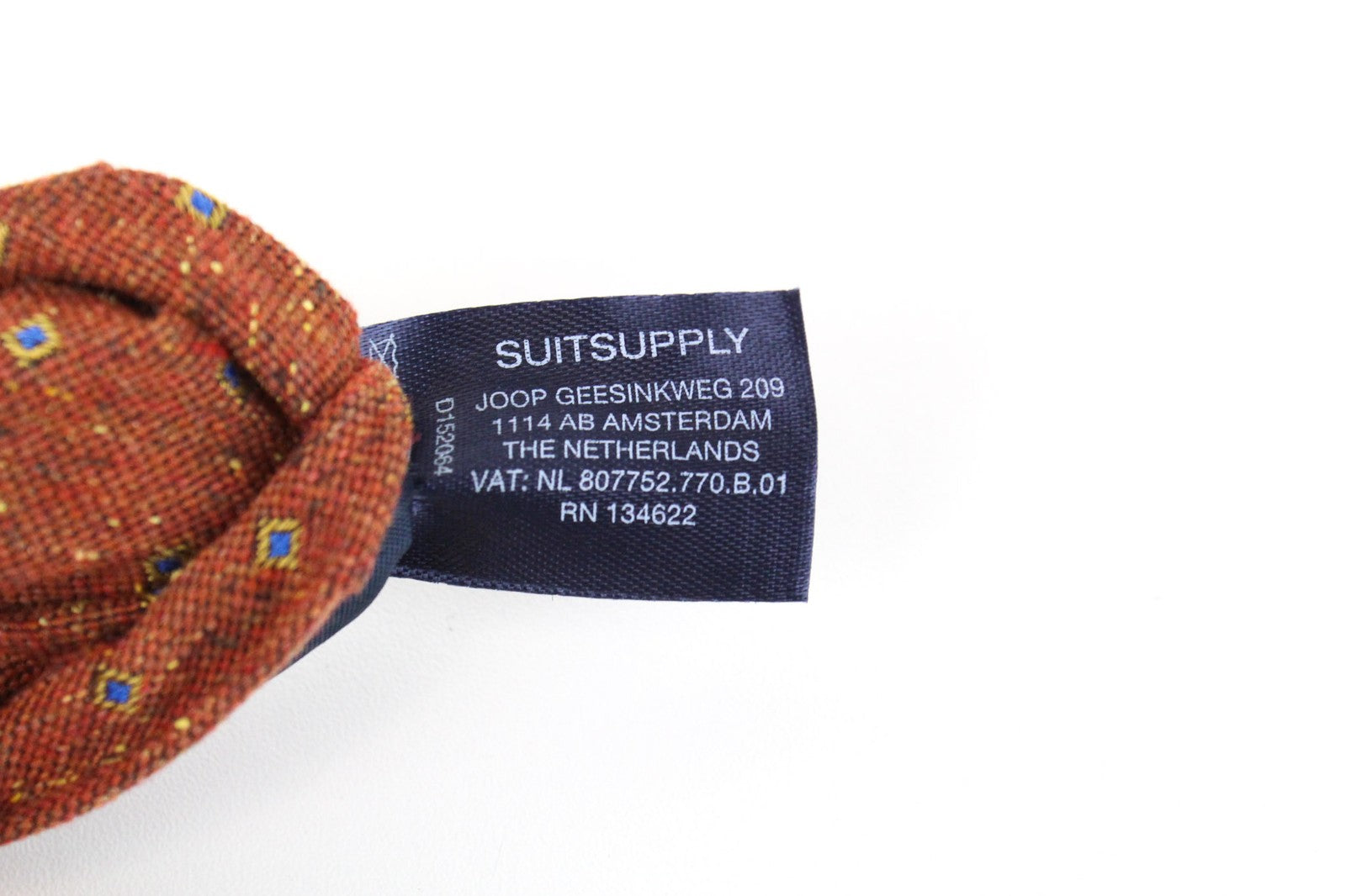 SUITSUPPLY Orange Pattern Tie ~150x8cm Wool Silk Blend Pointed-End Men's